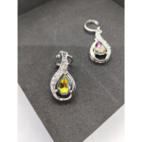 Silver Tone Jeweled Dangle Earrings - Picture 1 of 6